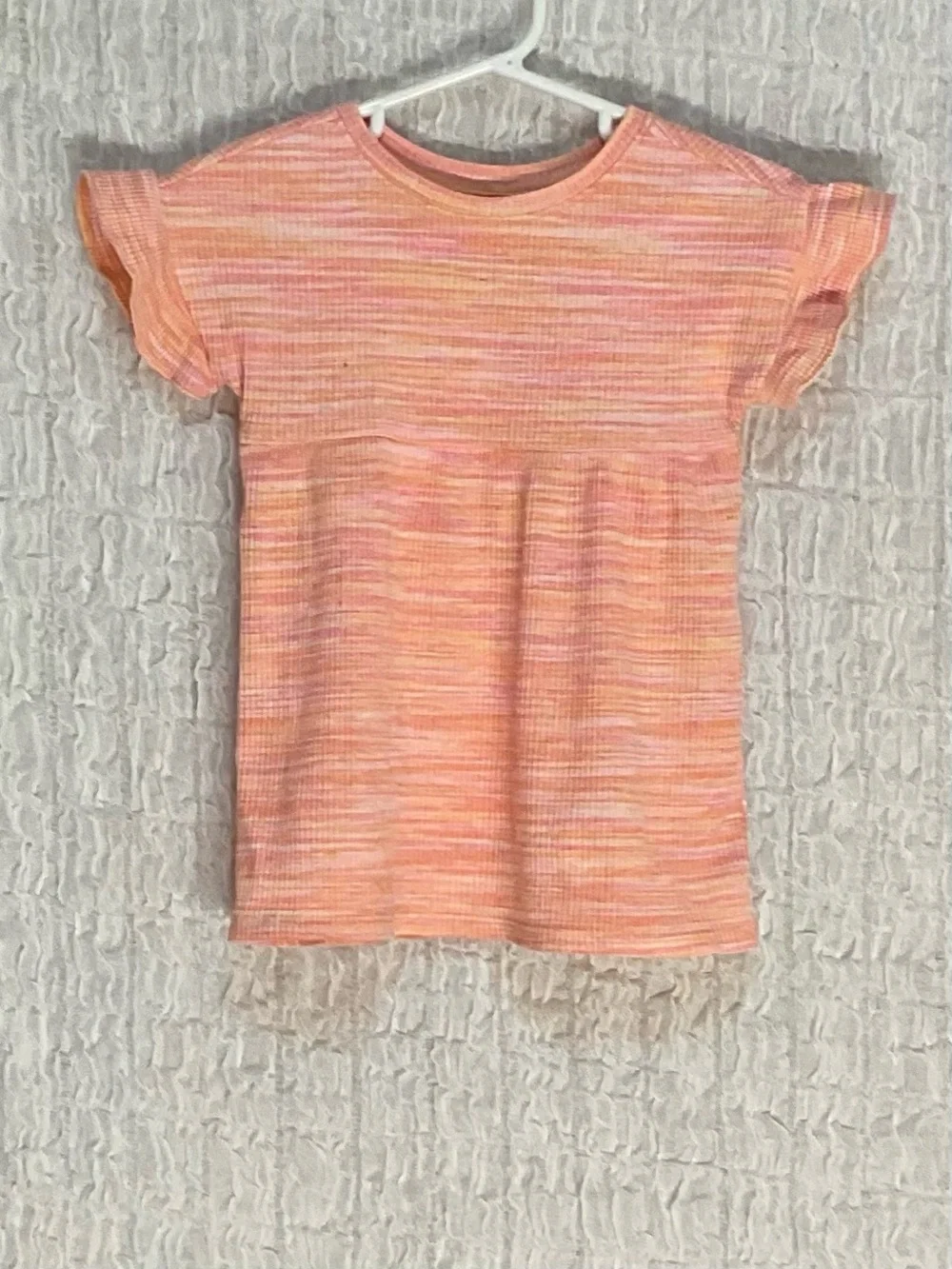 Old Navy Baby Girls 12-18M Pink Orange Space Dye Ruffle Sleeve Peplum Top